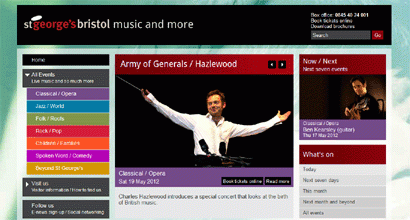 St Georges Bristol website design featuring events, concerts and venue information