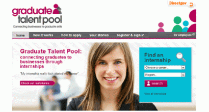 Homepage design for Graduate Talent Pool showcasing graduate opportunities and employer listings